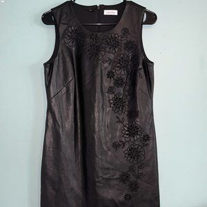 Calvin Klein Faux Leather Mini Sleeveless Dress Size 8